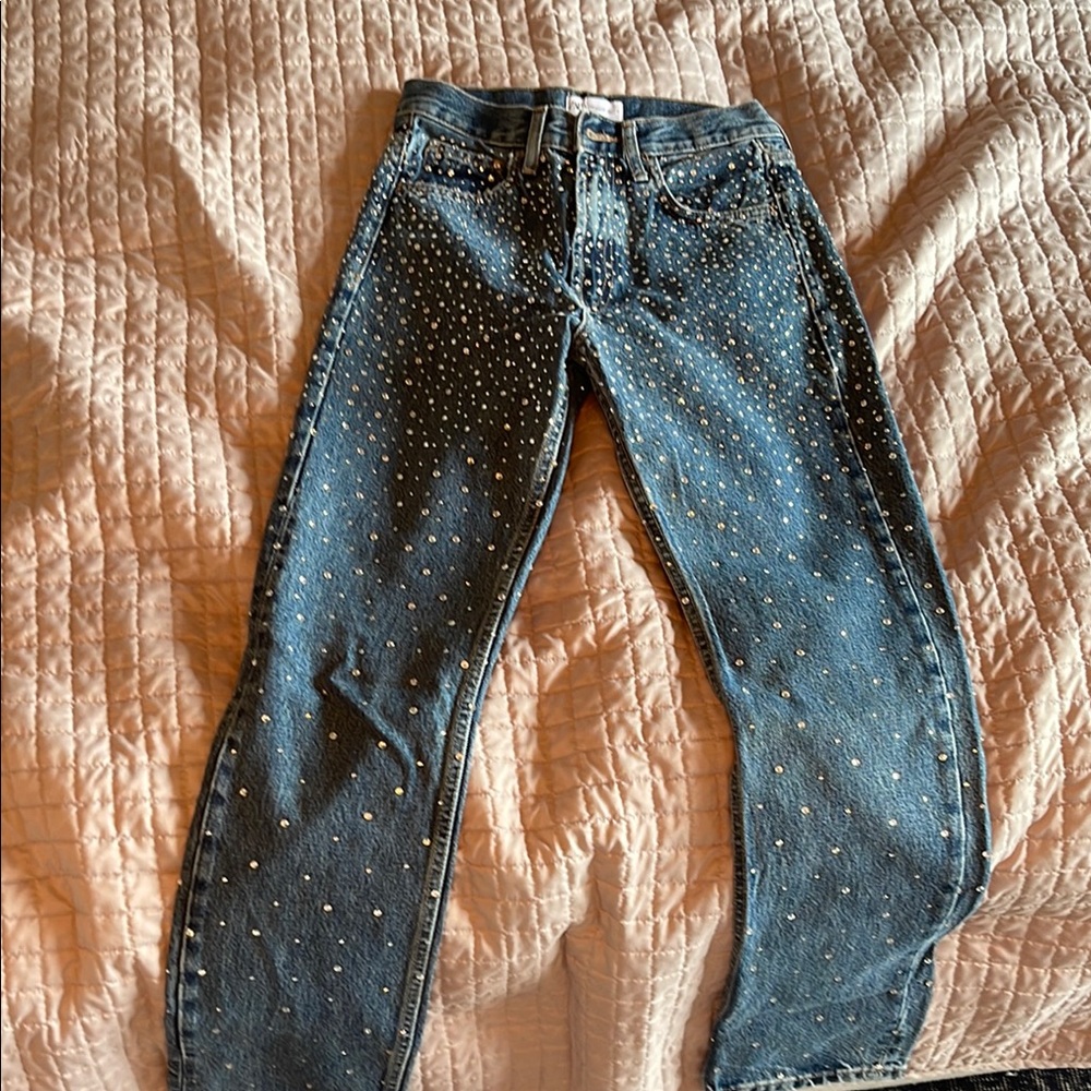 Zara Blue Studded Jeans size U.S. 2
